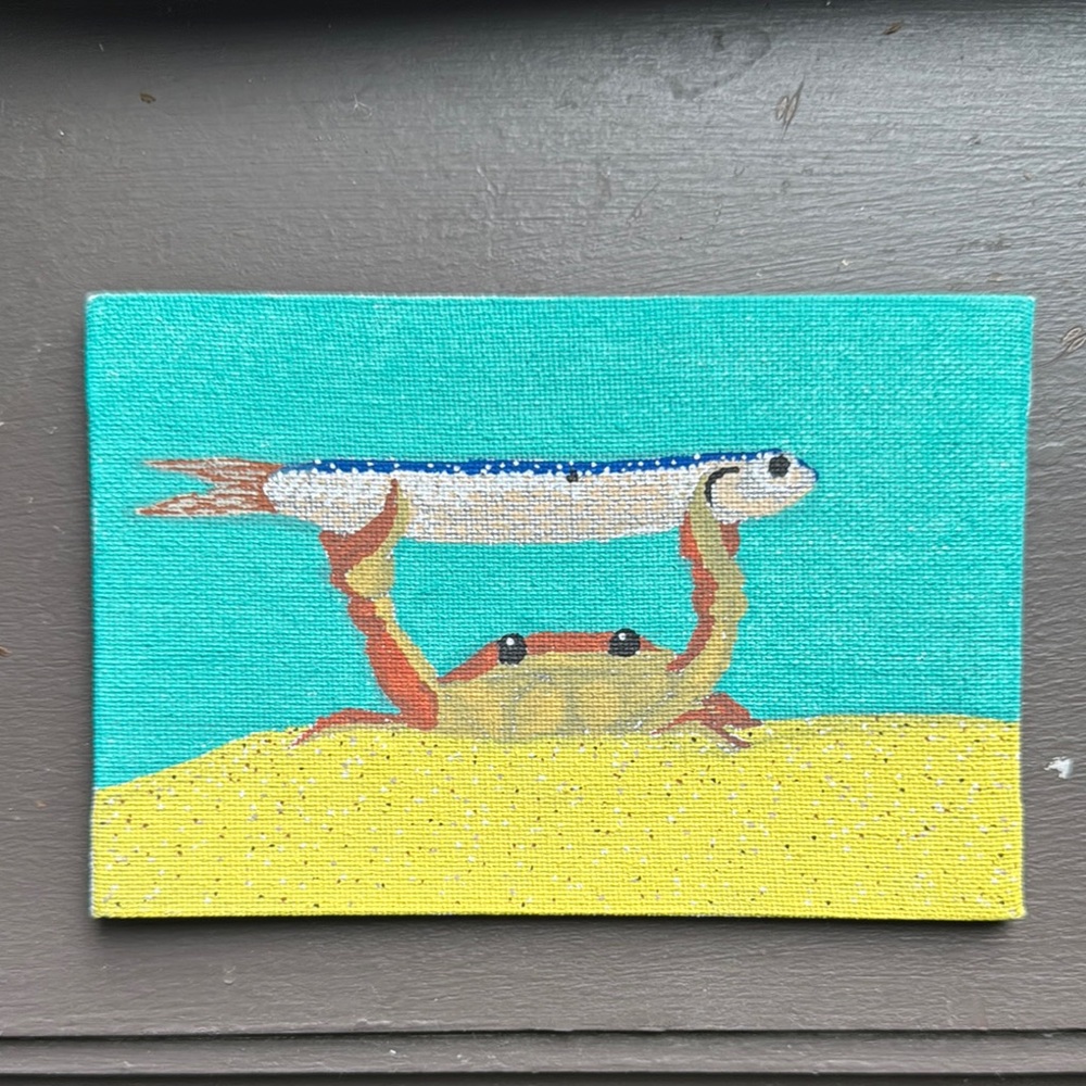 Colorful Crab and Fish Canvas Art